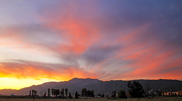 Sunset over Mount Baldy from Fontana