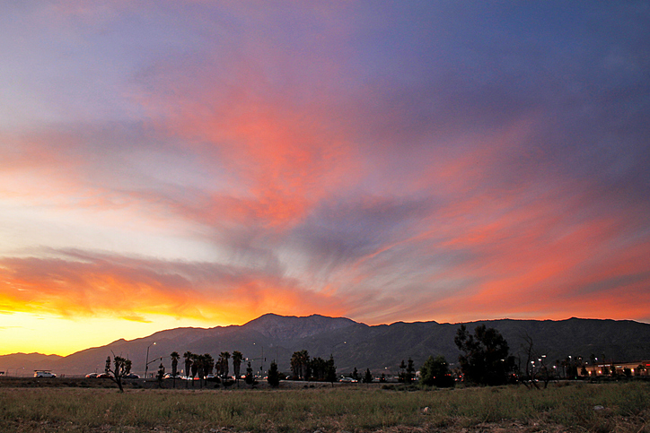 Sunset over Mount Baldy from Fontana